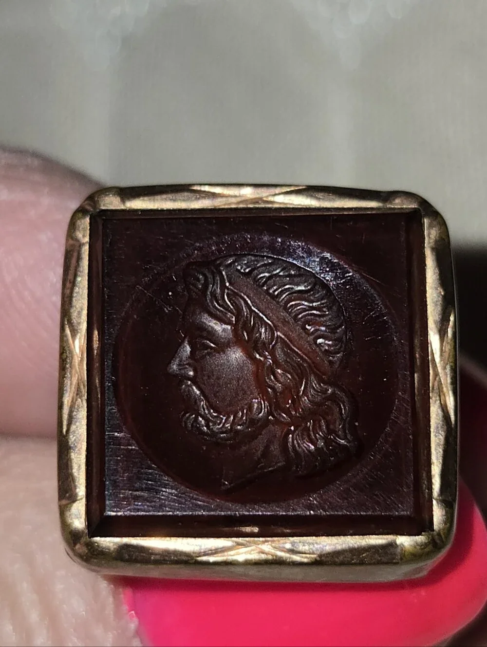 Antique Victorian Era Cameo Cuff/Bachelor Button & Cuff Link
